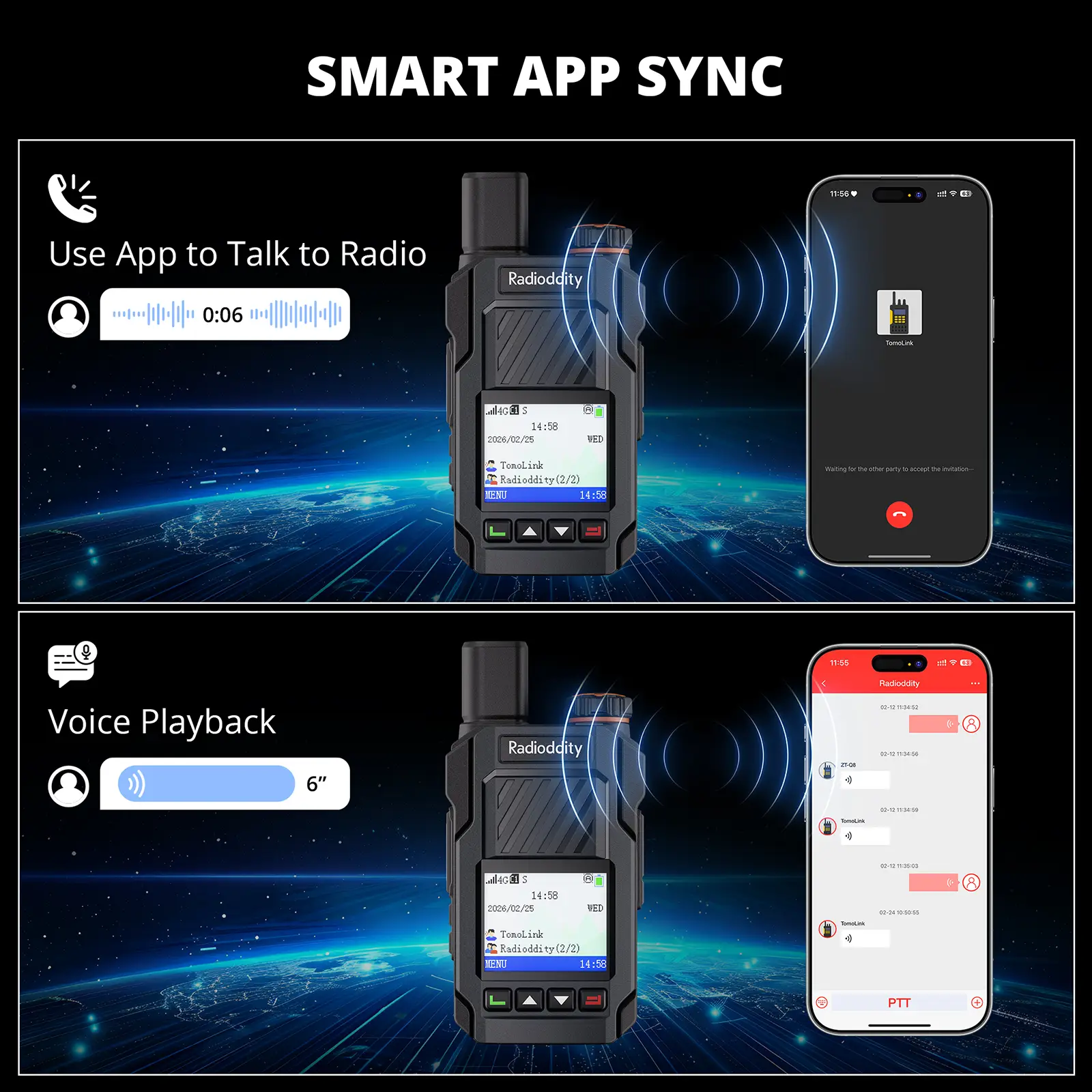 Radioddity TomoLink POC Radio | 4G LTE Coverage | Phone-to-Radio Talk via App | 2500mAh Battery | For Construction & Security - Image 7
