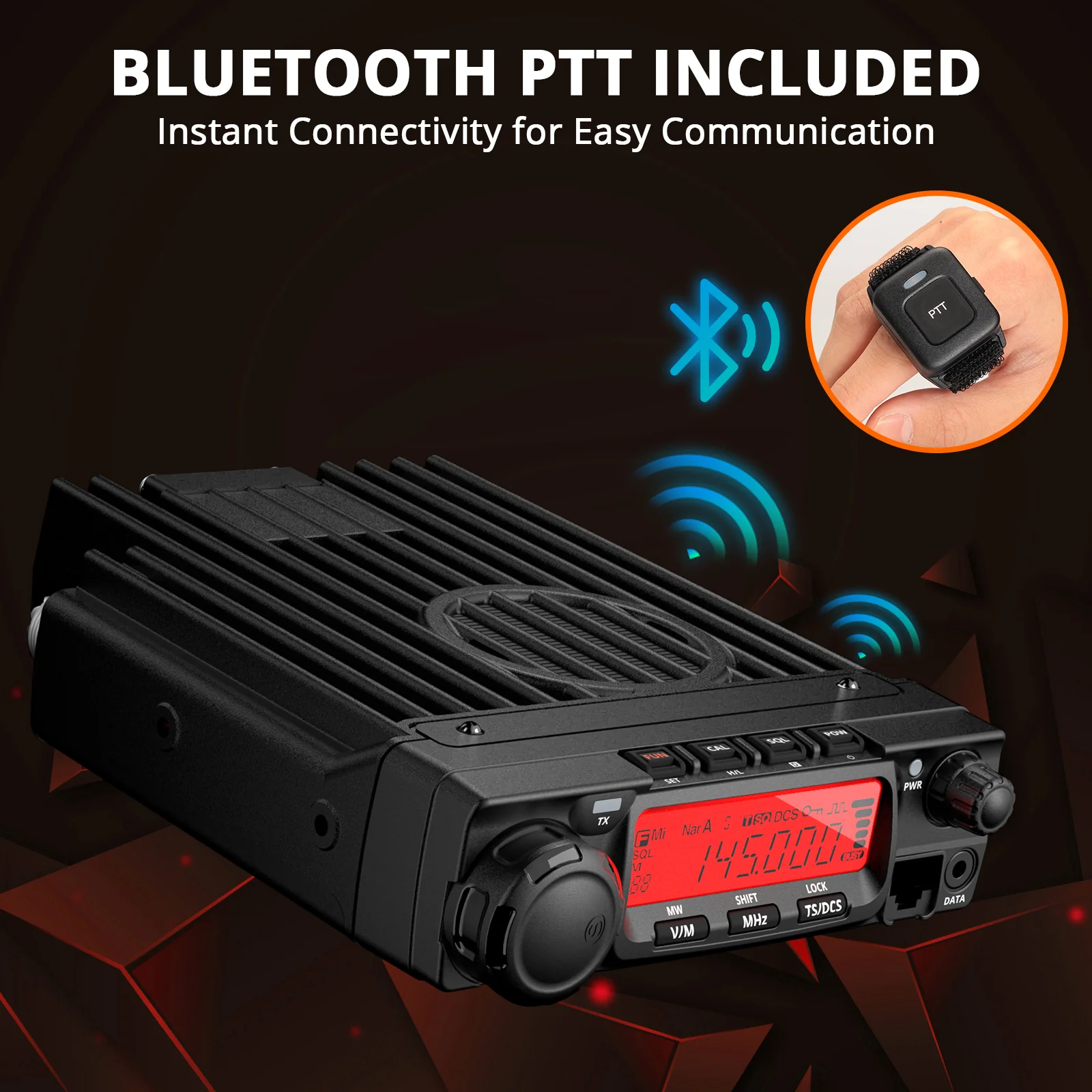 Radioddity VB70-B Mobile Radio | VHF | Max 70W | Bluetooth PTT | Background Noise Reduction | Air Band - Image 7