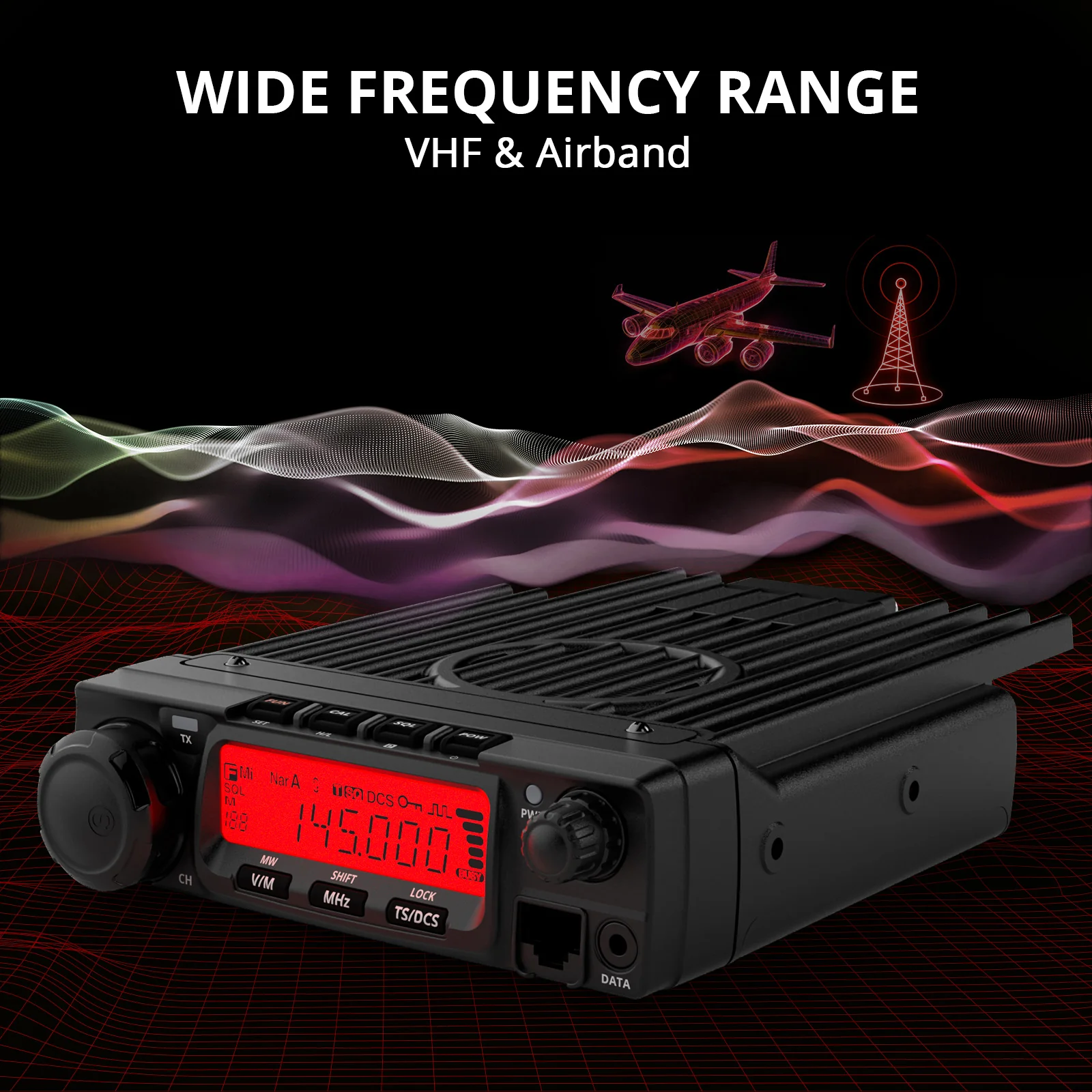 Radioddity VB70-B Mobile Radio | VHF | Max 70W | Bluetooth PTT | Background Noise Reduction | Air Band - Image 9