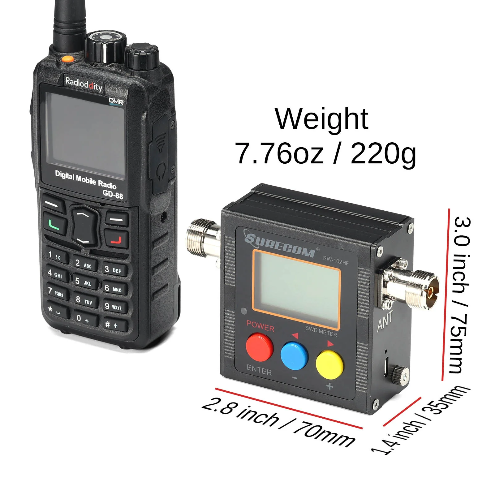 Surecom SW-102UV/SW-102HF  SWR Power Meter | Max 120W | Dual Band / HF Band - Image 6