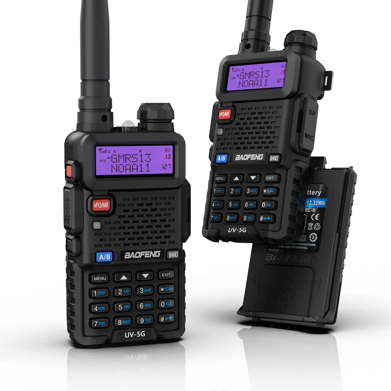 Baofeng UV-5X / UV-5G [1 Pair] GMRS Radio | 5W | Repeater Capable | NOAA Scan | Support CHIRP Programming - Image 5